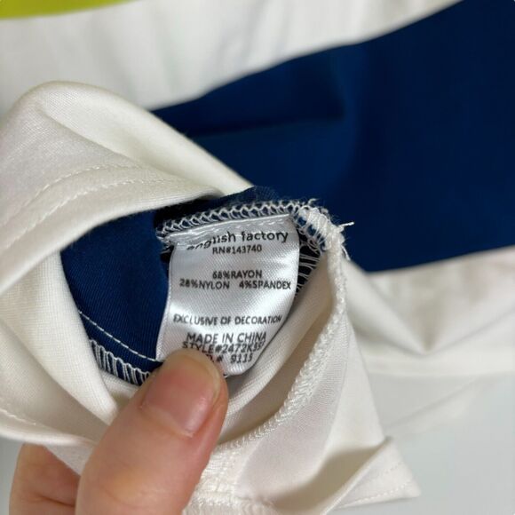 English Factory Green Blue White Striped Mini Skirt Women's Size Large - Picture 6 of 7